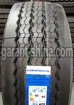 Compasal CPT76 (прицепная) 385/65 R22.5 160L 20PR - Фото протектора с этикеткой детально на складе